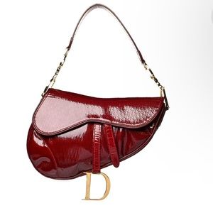 Authentic Christian Dior glossy red saddle